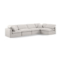 Manufacturer Color_Cream -- Indulge 140" Cream Linen Textured Fabric Upholstered 5 pc Modular Sectional IMAGE 1
