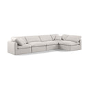  Manufacturer Color_Cream -- Indulge 140" Cream Linen Textured Fabric Upholstered 5 pc Modular Sectional IMAGE 1
