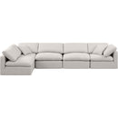  Manufacturer Color_Cream -- Indulge 140" Cream Linen Textured Fabric Upholstered 5 pc Modular Sectional IMAGE 4