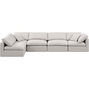 Meridian Indulge Cream Linen Textured Fabric Modular Sectional IMAGE 4