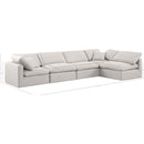  Manufacturer Color_Cream -- Indulge 140" Cream Linen Textured Fabric Upholstered 5 pc Modular Sectional IMAGE 9