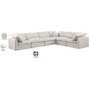  Manufacturer Color_Cream -- Indulge 140" Cream Linen Textured Fabric Upholstered 6 pc Modular Sectional IMAGE 10