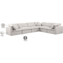 Meridian Indulge Cream Linen Textured Fabric Modular Sectional IMAGE 10