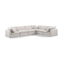  Manufacturer Color_Cream -- Indulge 140" Cream Linen Textured Fabric Upholstered 6 pc Modular Sectional IMAGE 1