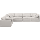  Manufacturer Color_Cream -- Indulge 140" Cream Linen Textured Fabric Upholstered 6 pc Modular Sectional IMAGE 4