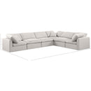  Manufacturer Color_Cream -- Indulge 140" Cream Linen Textured Fabric Upholstered 6 pc Modular Sectional IMAGE 9