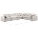 Meridian Indulge Cream Linen Textured Fabric Modular Sectional IMAGE 9