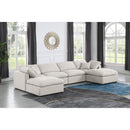  Manufacturer Color_Cream -- Indulge 140" Cream Linen Textured Fabric Upholstered 6 pc Modular Sectional IMAGE 2