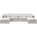  Manufacturer Color_Cream -- Indulge 140" Cream Linen Textured Fabric Upholstered 6 pc Modular Sectional IMAGE 4