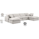 Meridian Indulge Cream Linen Textured Fabric Modular Sectional IMAGE 8