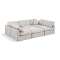  Manufacturer Color_Cream -- Indulge 105" Cream Linen Textured Fabric Upholstered 6 pc Modular Sectional IMAGE 1
