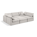  Manufacturer Color_Cream -- Indulge 105" Cream Linen Textured Fabric Upholstered 6 pc Modular Sectional IMAGE 1