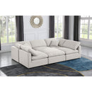  Manufacturer Color_Cream -- Indulge 105" Cream Linen Textured Fabric Upholstered 6 pc Modular Sectional IMAGE 2