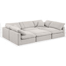  Manufacturer Color_Cream -- Indulge 105" Cream Linen Textured Fabric Upholstered 6 pc Modular Sectional IMAGE 8