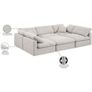  Manufacturer Color_Cream -- Indulge 105" Cream Linen Textured Fabric Upholstered 6 pc Modular Sectional IMAGE 9