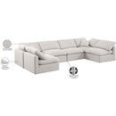  Manufacturer Color_Cream -- Indulge 140" Cream Linen Textured Fabric Upholstered 6 pc Modular Sectional IMAGE 10