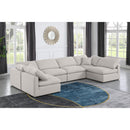  Manufacturer Color_Cream -- Indulge 140" Cream Linen Textured Fabric Upholstered 6 pc Modular Sectional IMAGE 2