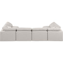  Manufacturer Color_Cream -- Indulge 140" Cream Linen Textured Fabric Upholstered 6 pc Modular Sectional IMAGE 3