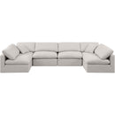  Manufacturer Color_Cream -- Indulge 140" Cream Linen Textured Fabric Upholstered 6 pc Modular Sectional IMAGE 4