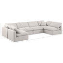 Meridian Indulge Cream Linen Textured Fabric Modular Sectional IMAGE 9