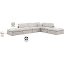  Manufacturer Color_Cream -- Indulge 140" Cream Linen Textured Fabric Upholstered 6 pc Modular Sectional IMAGE 10
