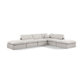  Manufacturer Color_Cream -- Indulge 140" Cream Linen Textured Fabric Upholstered 6 pc Modular Sectional IMAGE 1