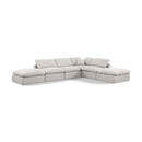  Manufacturer Color_Cream -- Indulge 140" Cream Linen Textured Fabric Upholstered 6 pc Modular Sectional IMAGE 1