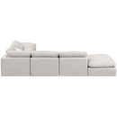  Manufacturer Color_Cream -- Indulge 140" Cream Linen Textured Fabric Upholstered 6 pc Modular Sectional IMAGE 3
