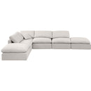  Manufacturer Color_Cream -- Indulge 140" Cream Linen Textured Fabric Upholstered 6 pc Modular Sectional IMAGE 4
