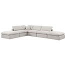  Manufacturer Color_Cream -- Indulge 140" Cream Linen Textured Fabric Upholstered 6 pc Modular Sectional IMAGE 5