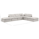  Manufacturer Color_Cream -- Indulge 140" Cream Linen Textured Fabric Upholstered 6 pc Modular Sectional IMAGE 9