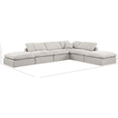  Meridian Indulge 140" Cream Linen Textured Fabric Upholstered 6 pc Modular Sectional IMAGE 9