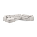  Manufacturer Color_Cream -- Indulge 140" Cream Linen Textured Fabric Upholstered 7 pc Modular Sectional IMAGE 1