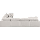  Manufacturer Color_Cream -- Indulge 140" Cream Linen Textured Fabric Upholstered 7 pc Modular Sectional IMAGE 3