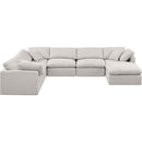  Manufacturer Color_Cream -- Indulge 140" Cream Linen Textured Fabric Upholstered 7 pc Modular Sectional IMAGE 4