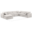  Manufacturer Color_Cream -- Indulge 140" Cream Linen Textured Fabric Upholstered 7 pc Modular Sectional IMAGE 9