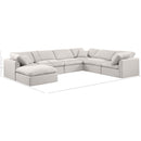 Meridian Indulge Cream Linen Textured Fabric Modular Sectional IMAGE 9