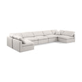  Manufacturer Color_Cream -- Indulge 175" Cream Linen Textured Fabric Upholstered 7 pc Modular Sectional IMAGE 1