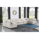 Manufacturer Color_Cream -- Indulge 175" Cream Linen Textured Fabric Upholstered 7 pc Modular Sectional IMAGE 2