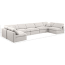  Manufacturer Color_Cream -- Indulge 175" Cream Linen Textured Fabric Upholstered 7 pc Modular Sectional IMAGE 9
