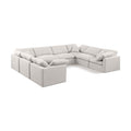  Manufacturer Color_Cream -- Indulge 140" Cream Linen Textured Fabric Upholstered 8 pc Modular Sectional IMAGE 1