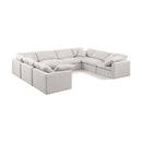  Manufacturer Color_Cream -- Indulge 140" Cream Linen Textured Fabric Upholstered 8 pc Modular Sectional IMAGE 1