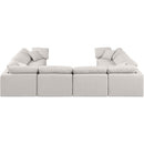  Manufacturer Color_Cream -- Indulge 140" Cream Linen Textured Fabric Upholstered 8 pc Modular Sectional IMAGE 3