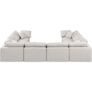 Meridian Indulge Cream Linen Textured Fabric Modular Sectional IMAGE 3