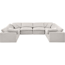  Manufacturer Color_Cream -- Indulge 140" Cream Linen Textured Fabric Upholstered 8 pc Modular Sectional IMAGE 4