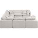  Manufacturer Color_Cream -- Indulge 140" Cream Linen Textured Fabric Upholstered 8 pc Modular Sectional IMAGE 5