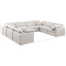  Manufacturer Color_Cream -- Indulge 140" Cream Linen Textured Fabric Upholstered 8 pc Modular Sectional IMAGE 9
