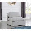 Meridian Indulge Grey Linen Textured Fabric Armless Chair IMAGE 2