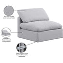  Manufacturer Color_Grey -- Indulge Grey Linen Textured Fabric Upholstered Modular Armless Chair IMAGE 9