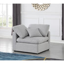  Manufacturer Color_Grey -- Indulge Grey Linen Textured Fabric Upholstered Modular Corner Chair IMAGE 2